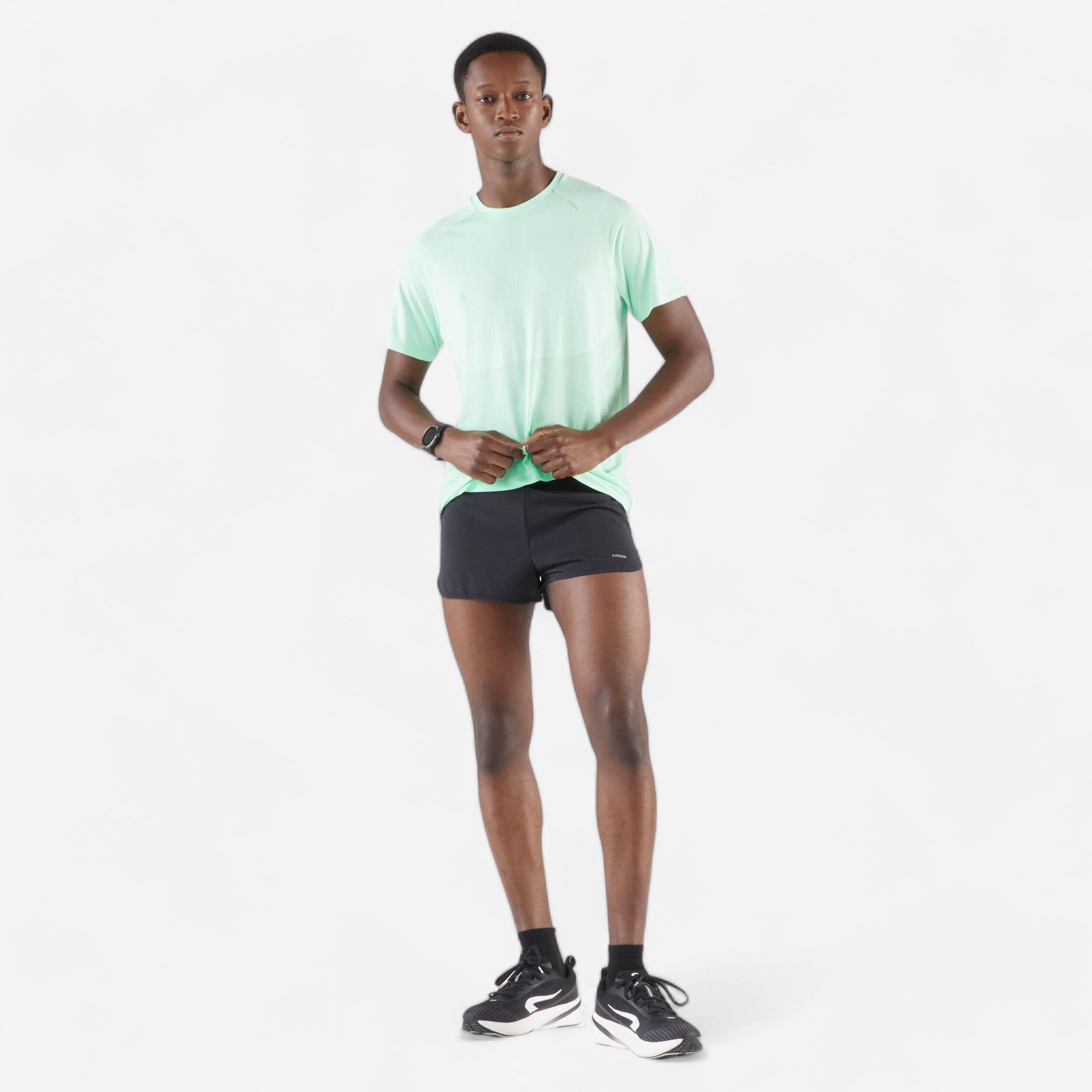 Camiseta running sin costuras Hombre - KIPRUN Run 500 verde  2/6