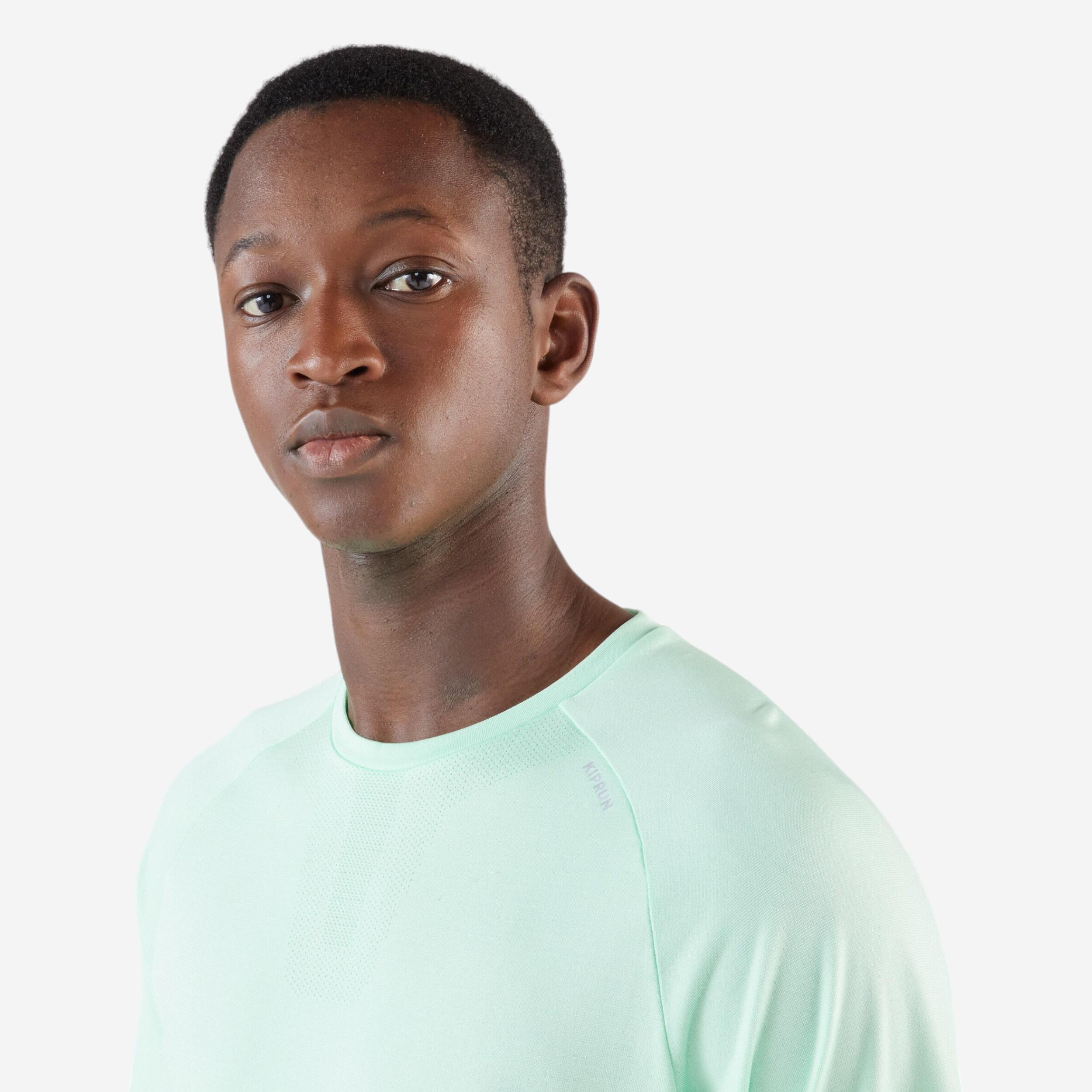 Camiseta running sin costuras Hombre - KIPRUN Run 500 verde  4/6
