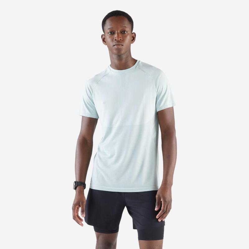 T-shirt de running sans coutures homme - kiprun run 500 confort vert