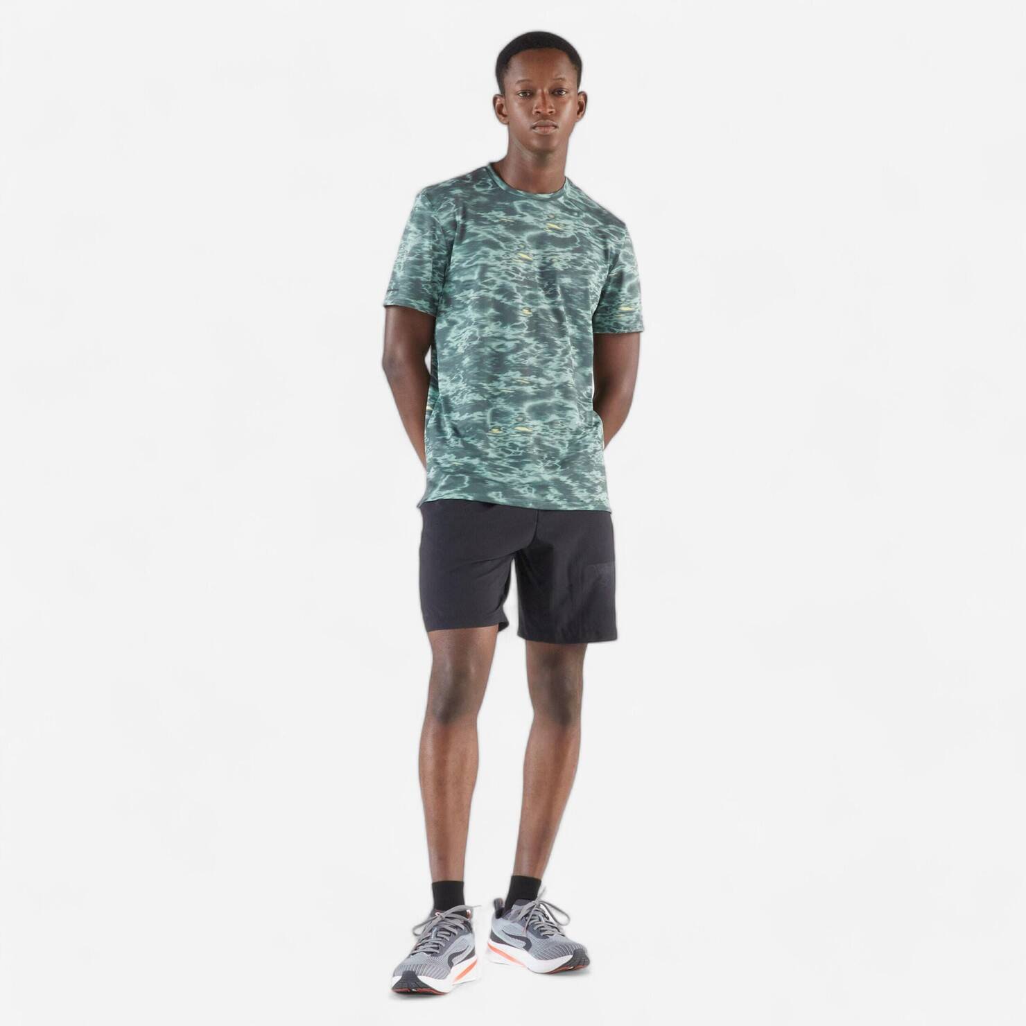 Men's breathable running T-shirt  Run 500  - Frozen Green