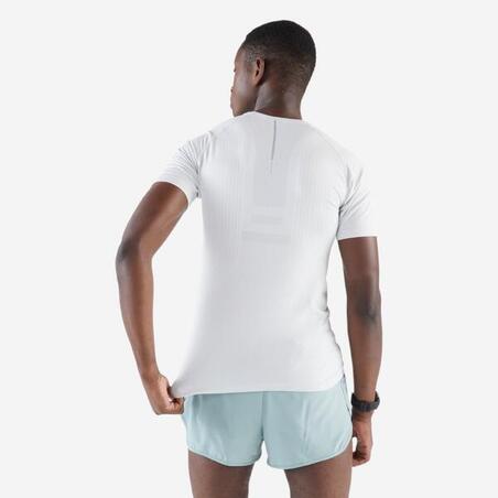 T-SHIRT DE RUNNING 500 CONFORT SLIM SANS COUTURES BLANC