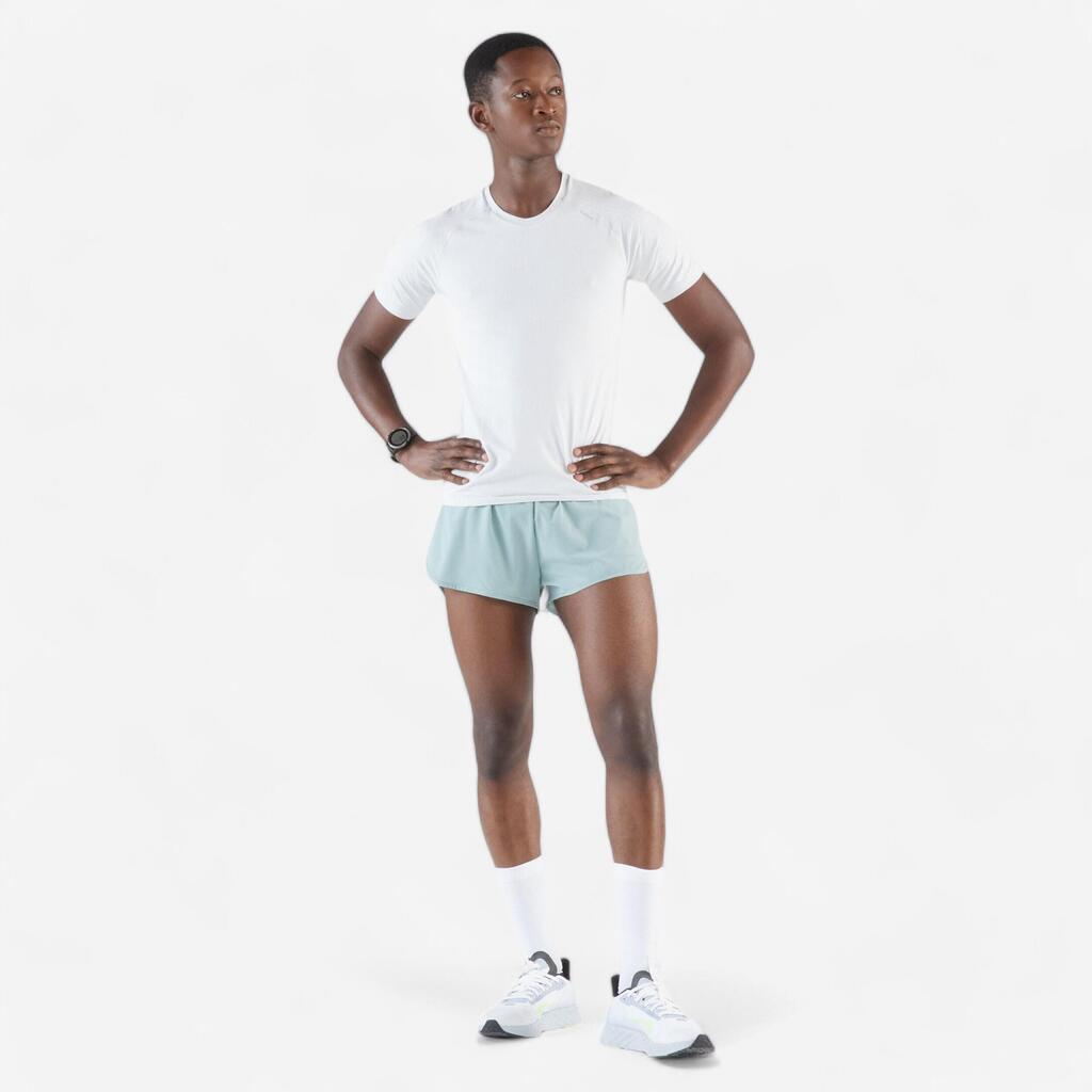 Short de running homme - kiprun run 500 confort split Bleu Acier