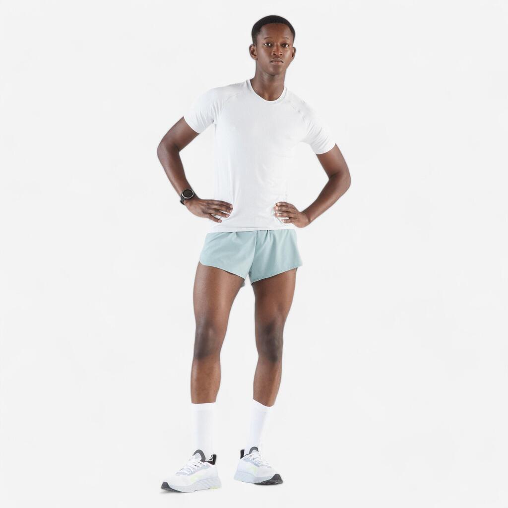 Short de running homme - kiprun run 500 confort split Bleu Acier