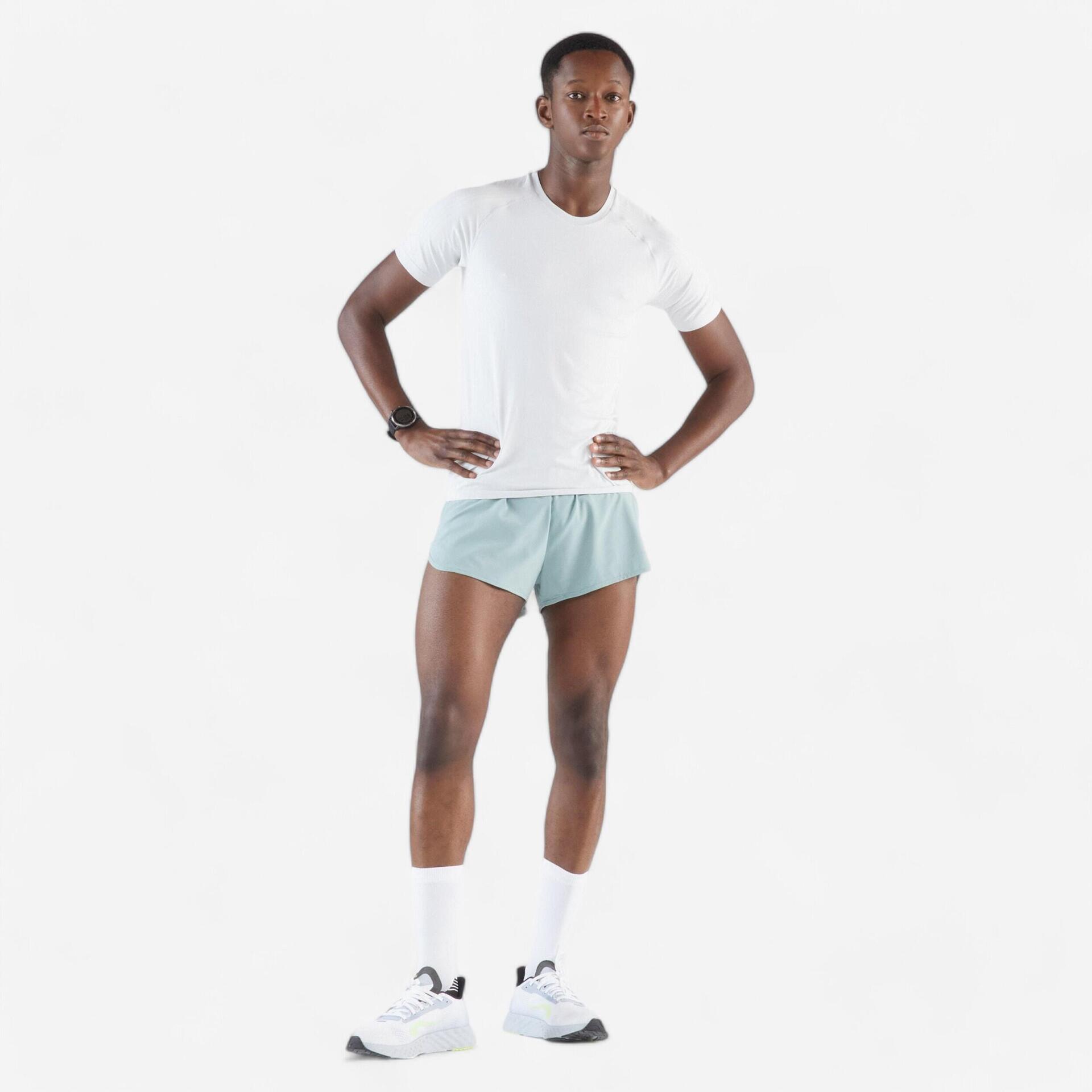 Men's KIPRUN Run 500 Comfort Split running shorts Acid green