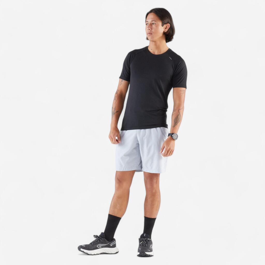 T-SHIRT DE RUNNING 500 CONFORT SLIM SANS COUTURES NOIR FUMÉ