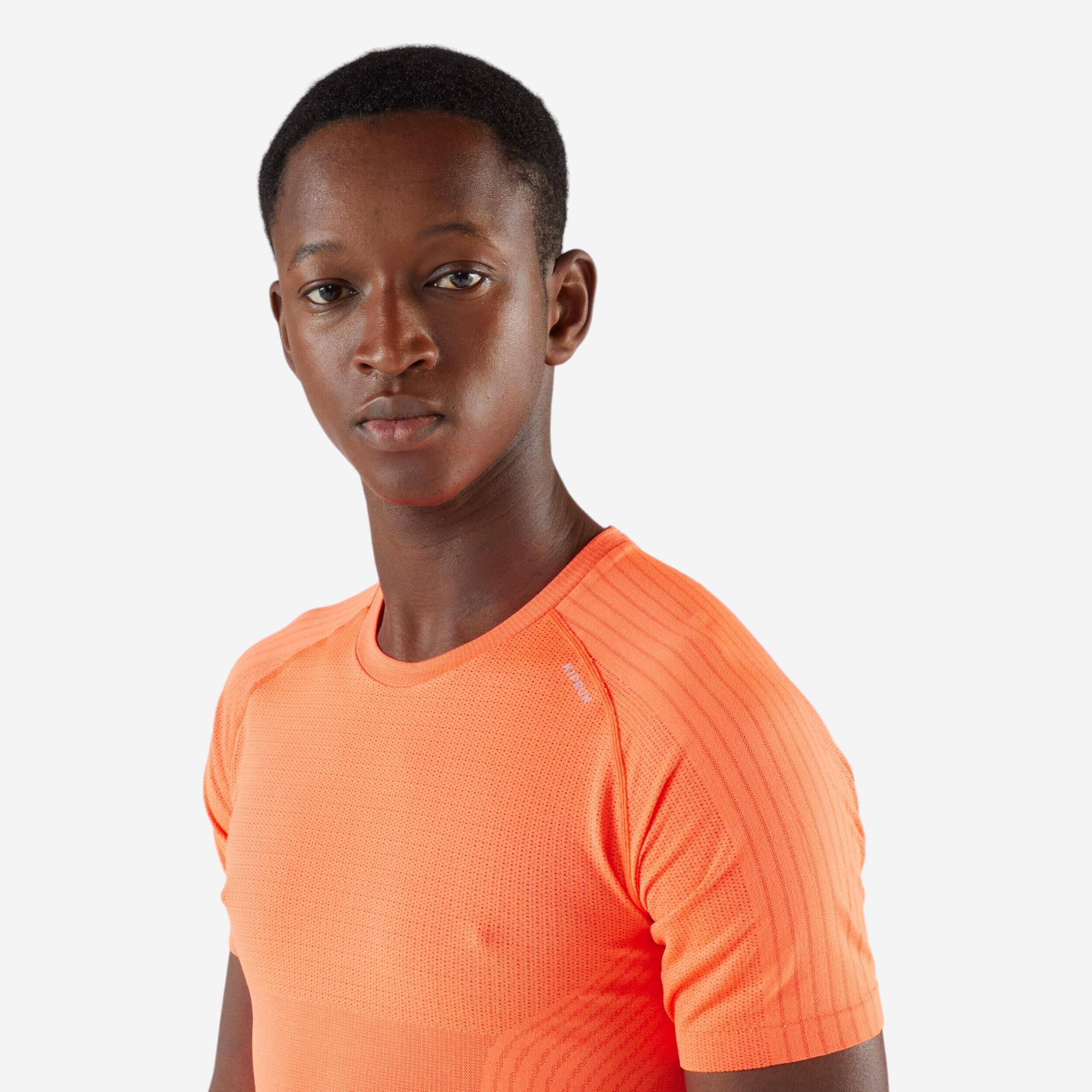 Men's Running Comfort Slim T-Shirt Run 500- Tomato Red -  3
