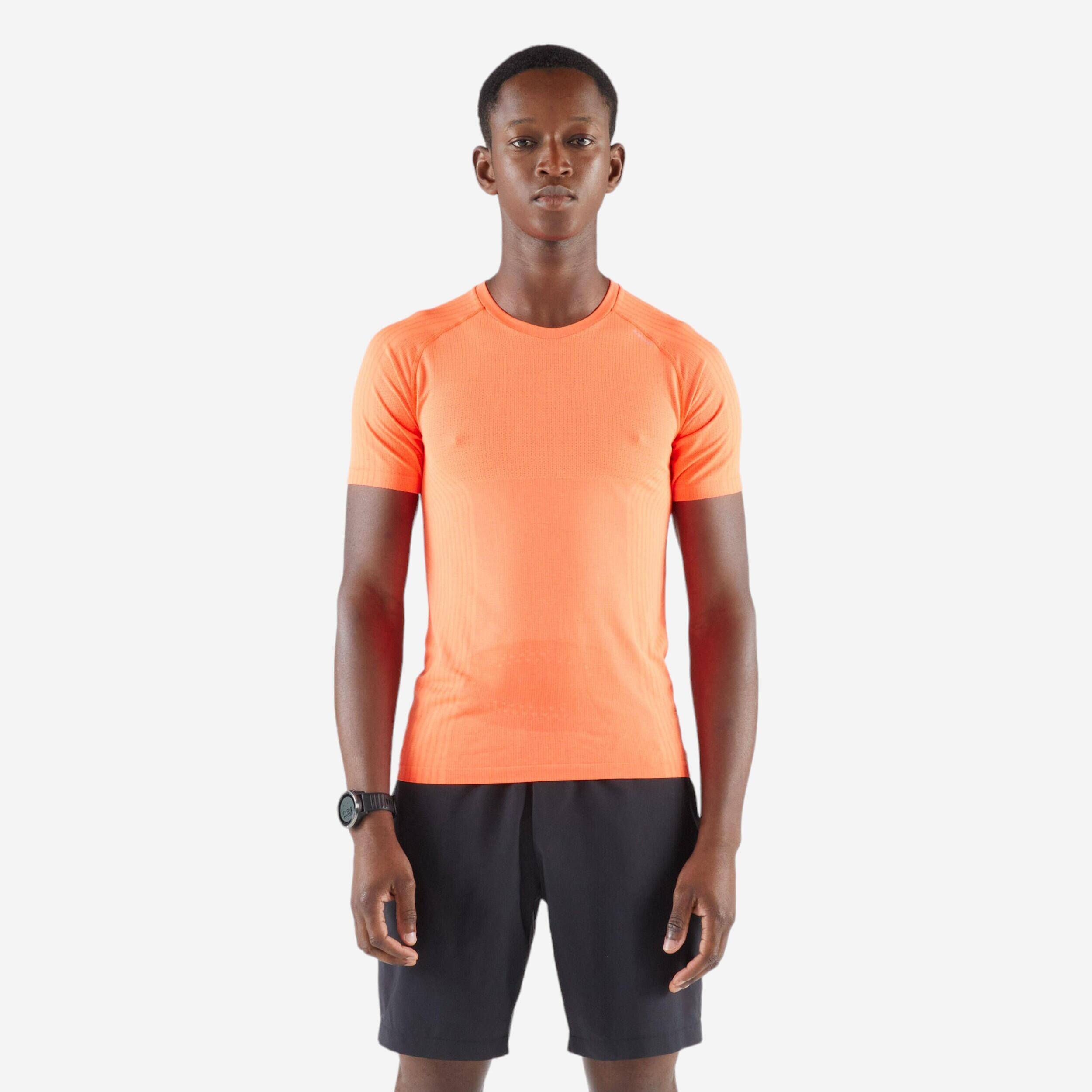 Men's Running Comfort Slim T-Shirt Run 500- Tomato Red -  1