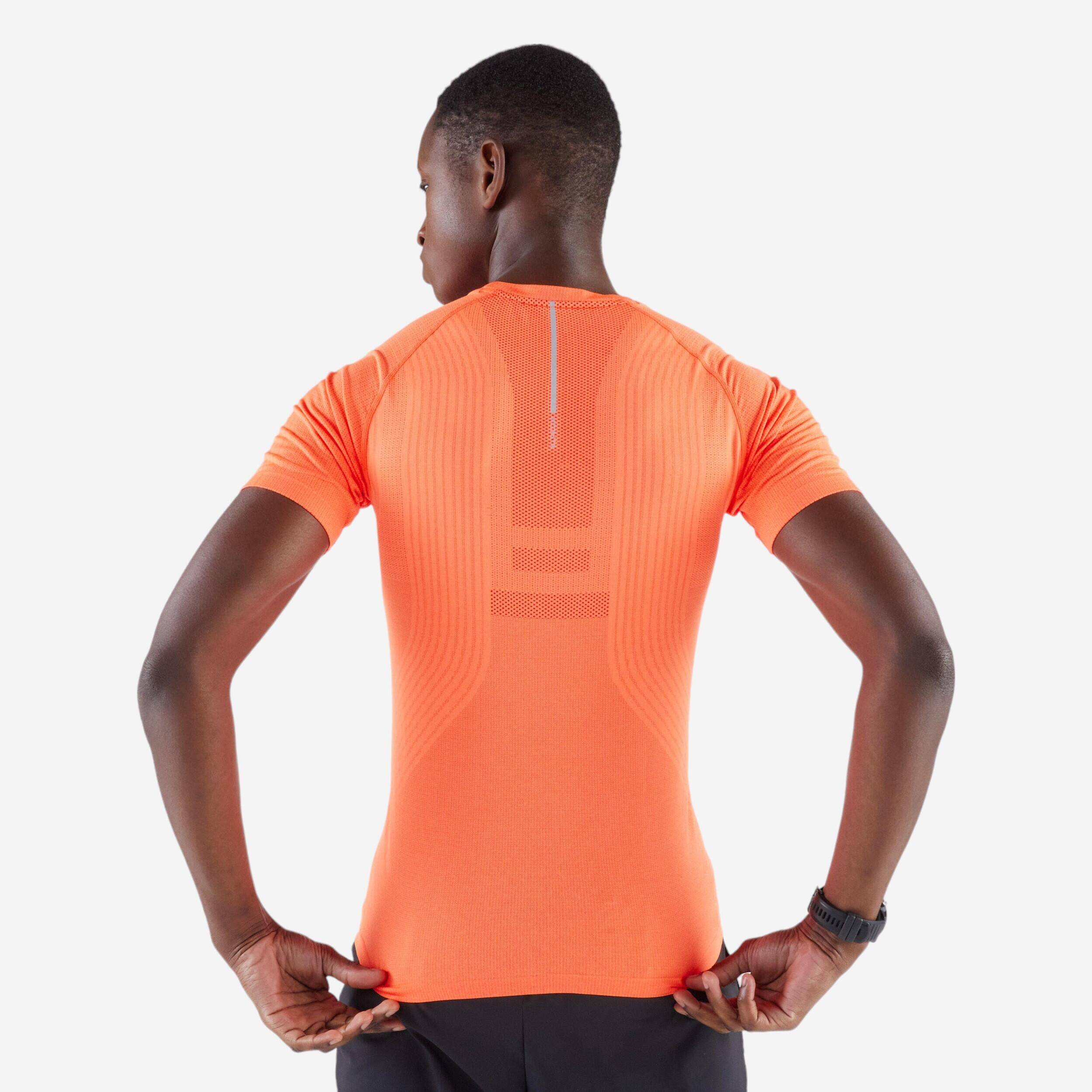 Men's Running Comfort Slim T-Shirt Run 500- Tomato Red -  5