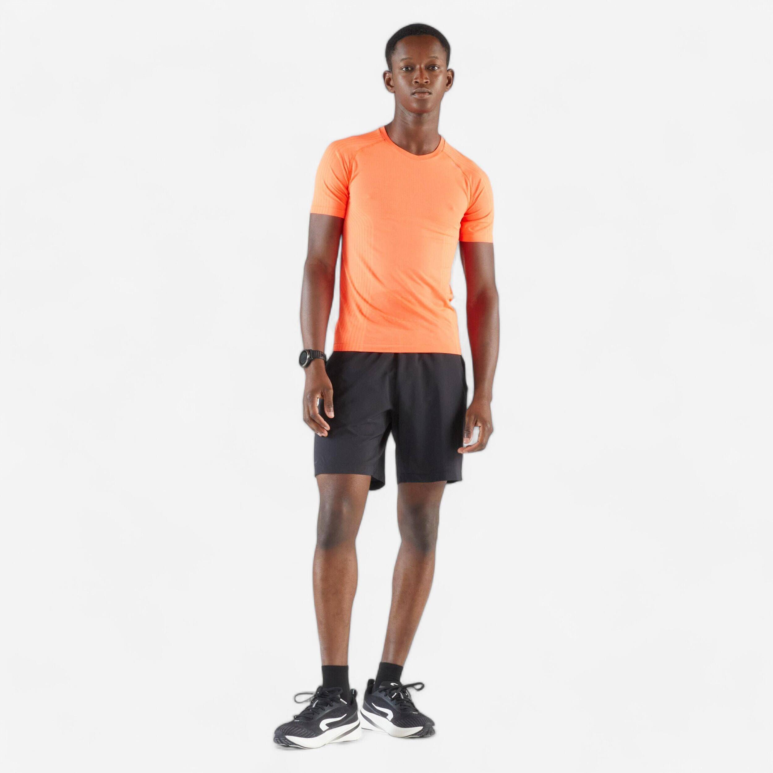 Men's Running Comfort Slim T-Shirt Run 500- Tomato Red -  2