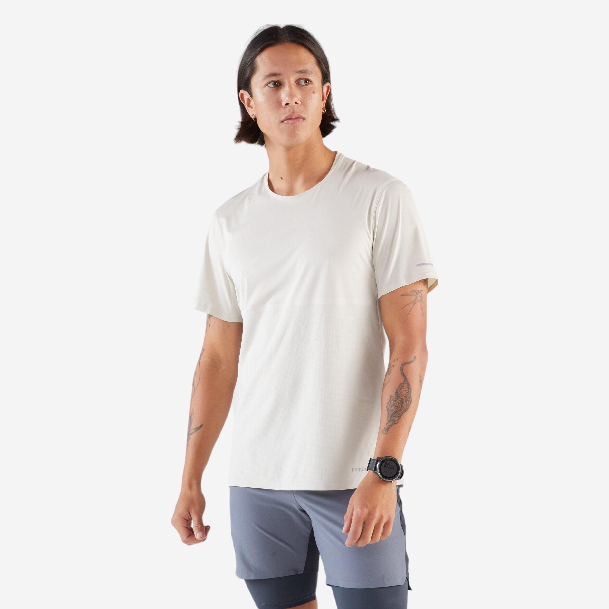 Tricou alergare pe distanțe lungi Kiprun Run 900 Ultra Bej Bărbați