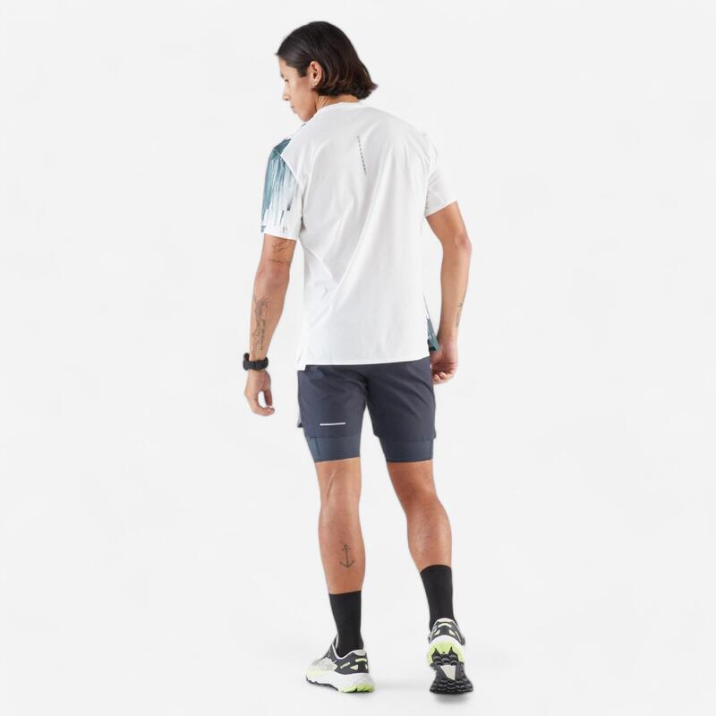 Tricou Alergare pe distanțe lungi Kiprun Run 900 Ultra Print Bej Bărbați