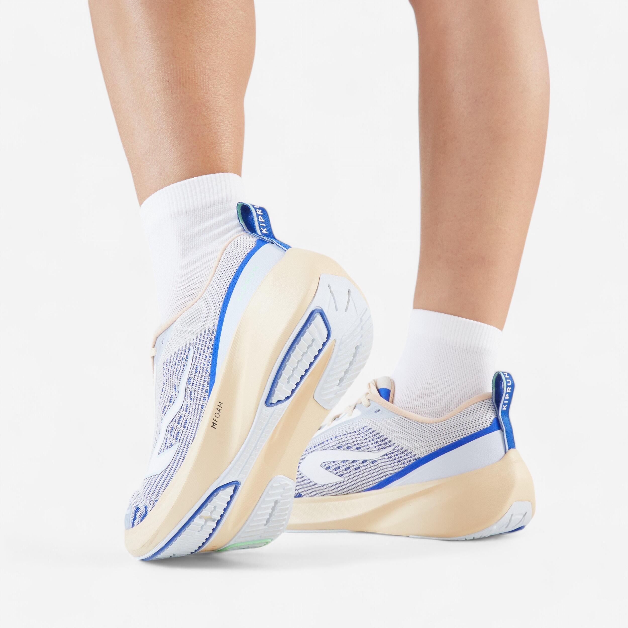 Kiprun Cushion 500 Women's Running Shoes - Beige/Blue 9/9