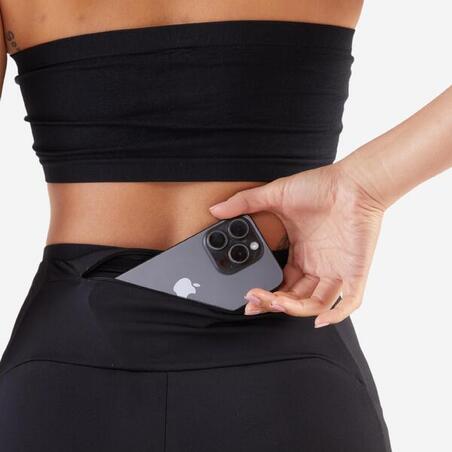 Легінси жіночі KIPRUN Run 500 вкорочені чорні