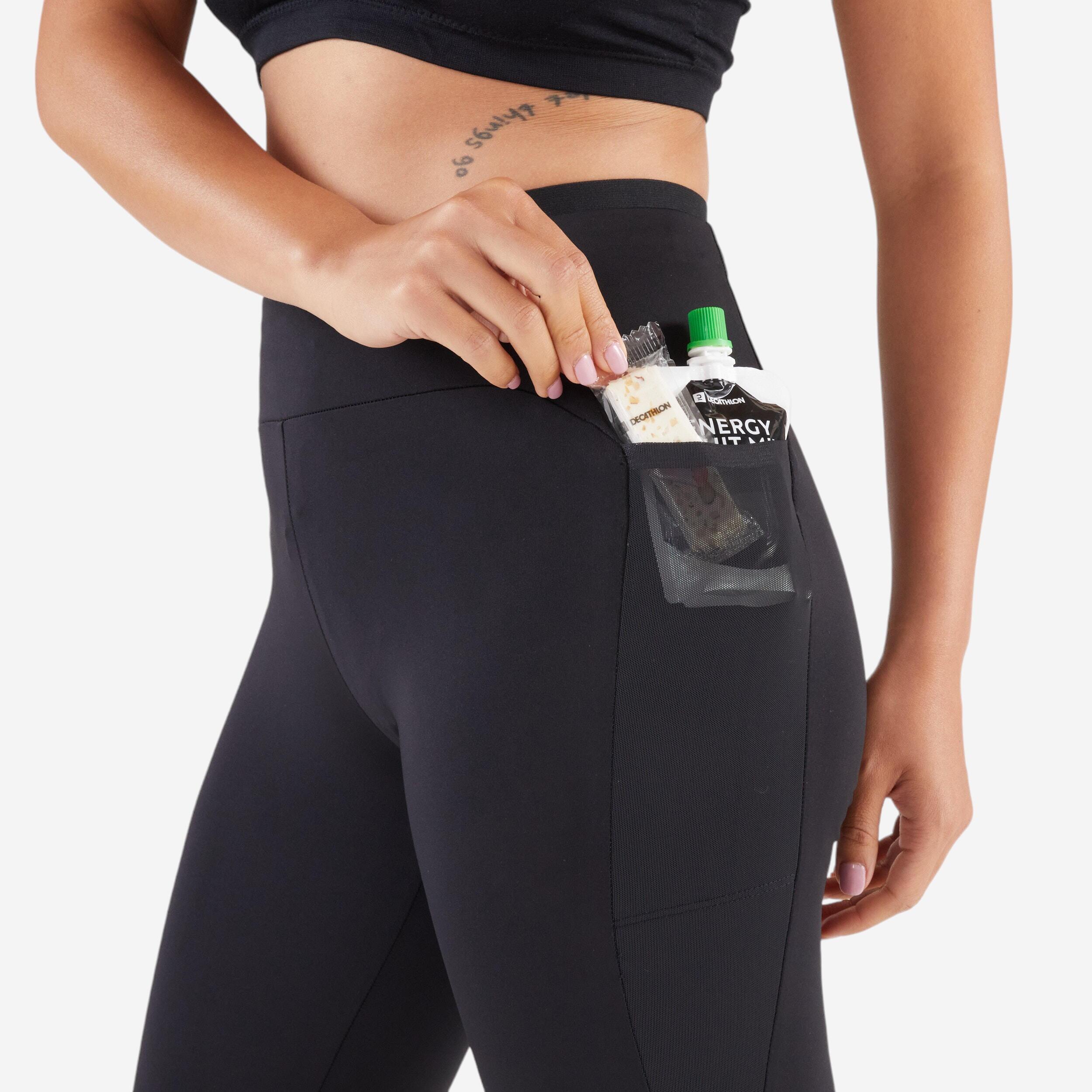 Leggings Curtas de Corrida Mulher KIPRUN Run 500 Confort Respiráveis Preto 3/9