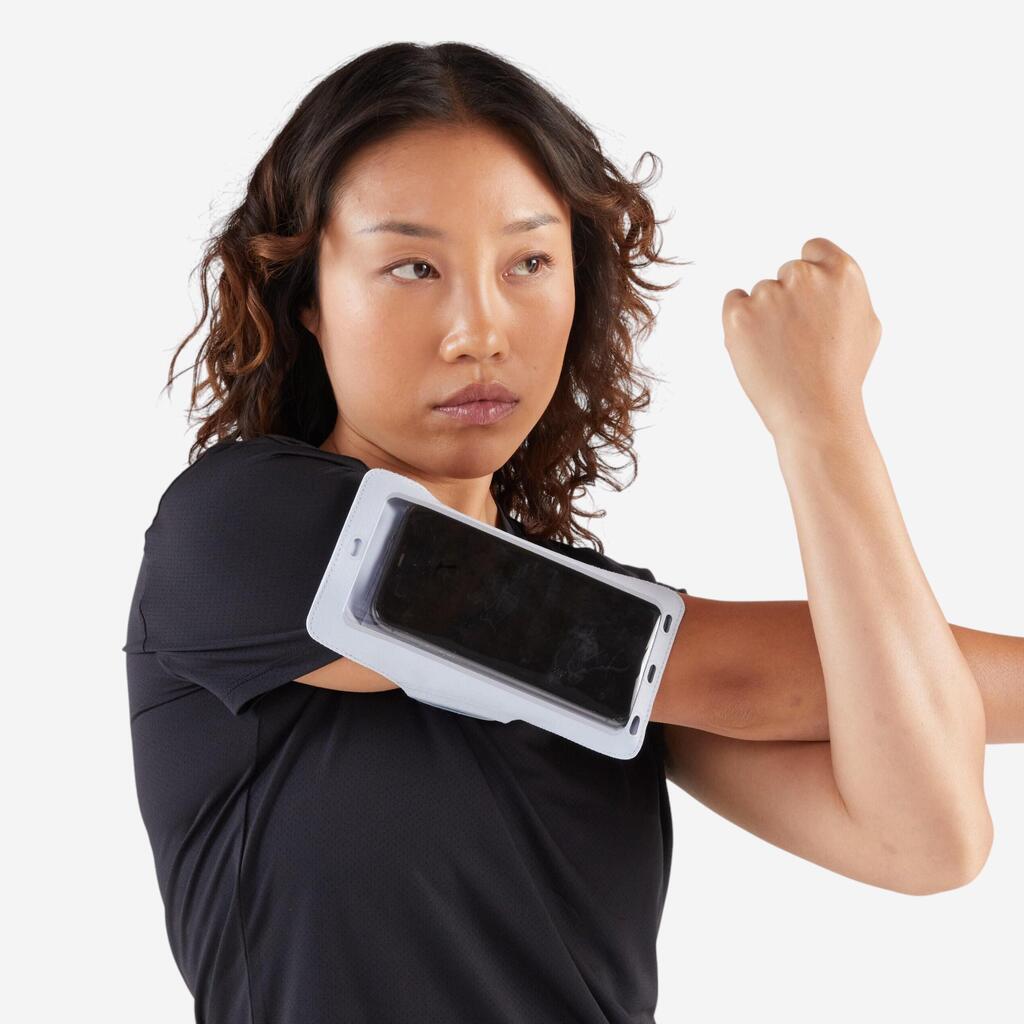 Brassard running smartphone grand téléphone Homme Femme  KIPRUN gris