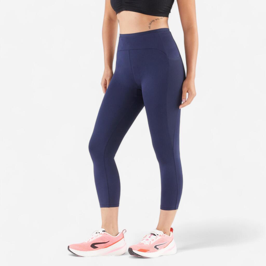 Lauftights 3/4 Damen atmungsaktiv - Run 500 Comfort marineblau