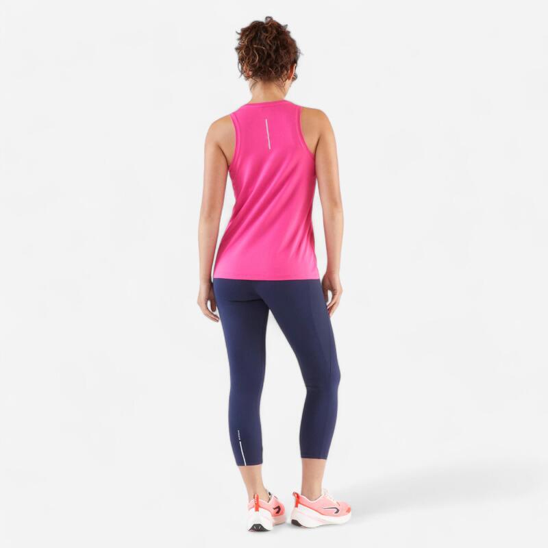 Legging court de running respirant Femme - KIPRUN Run 500 Confort bleu marine