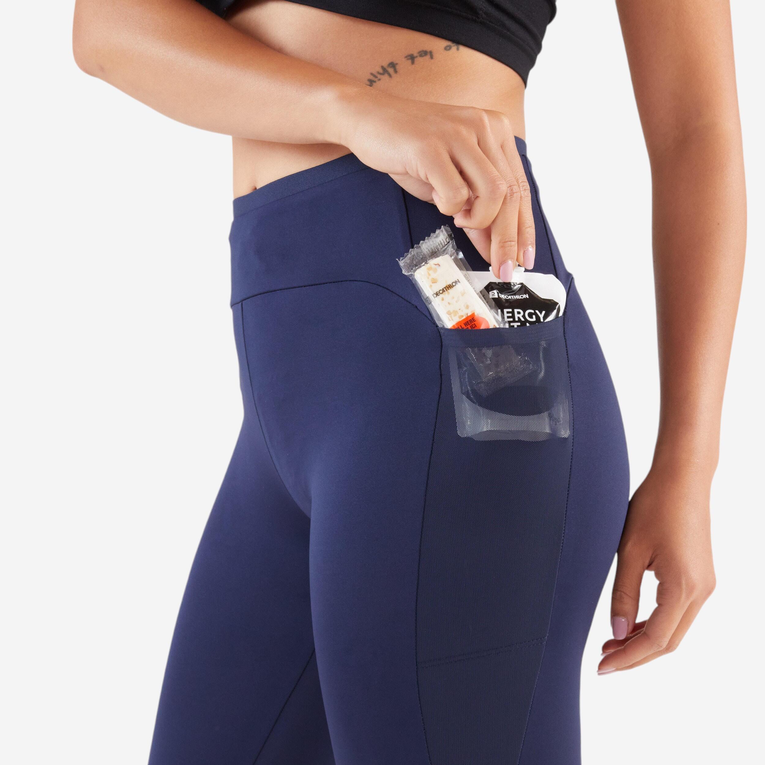 Kurze Laufleggings für Damen - Kiprun Laufen 500 Komfort marineblau 6/8