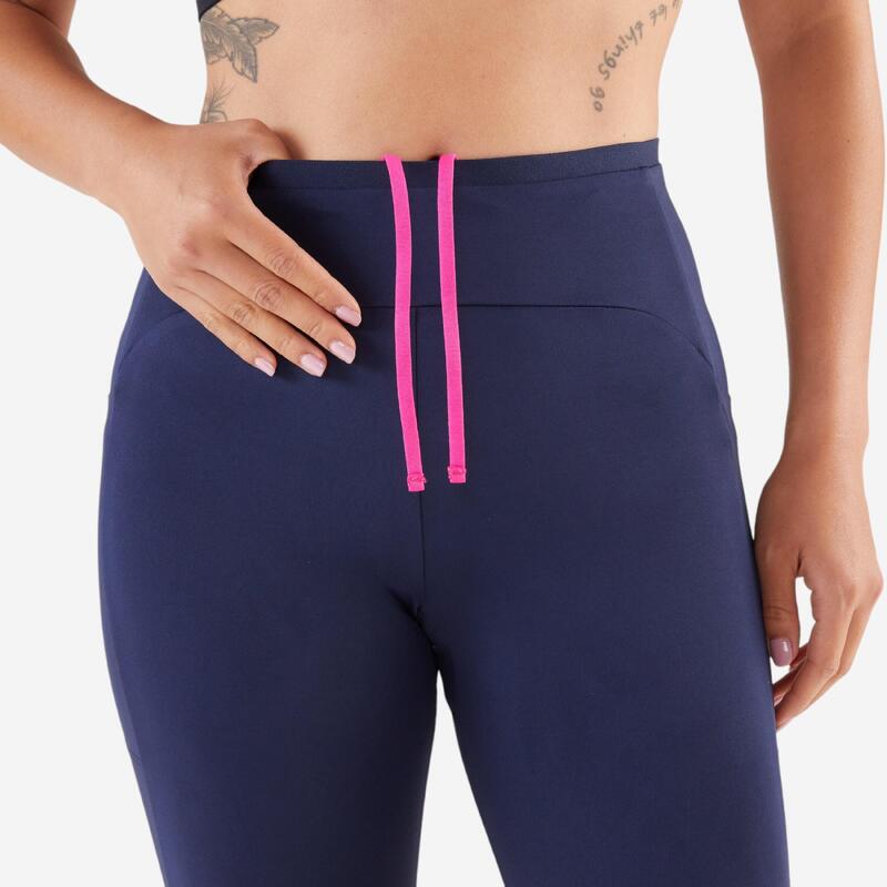 Legging court de running respirant Femme - KIPRUN Run 500 Confort bleu marine