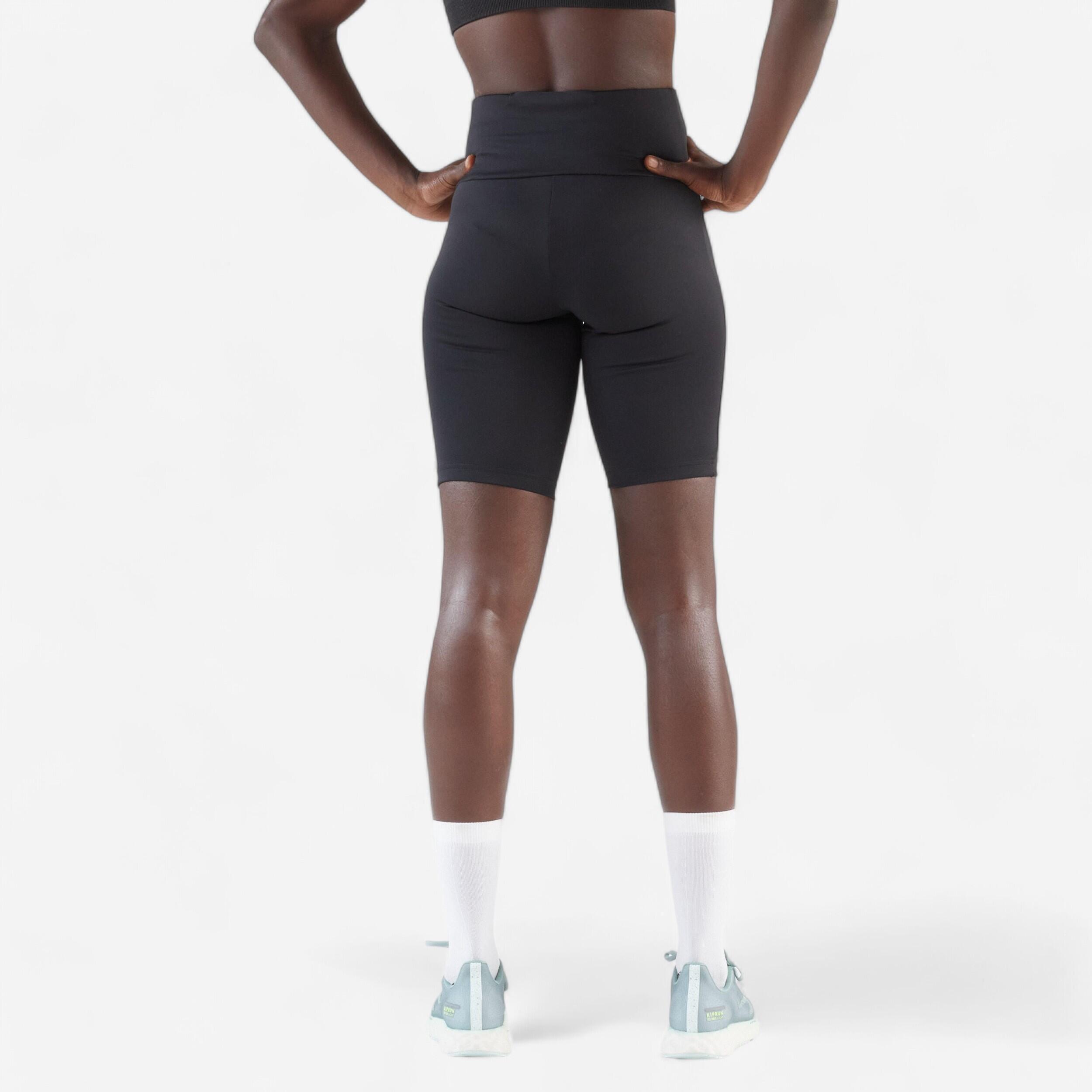 Women's High Waist Running Shorts - Run 500 Comfort Black - KIPRUN