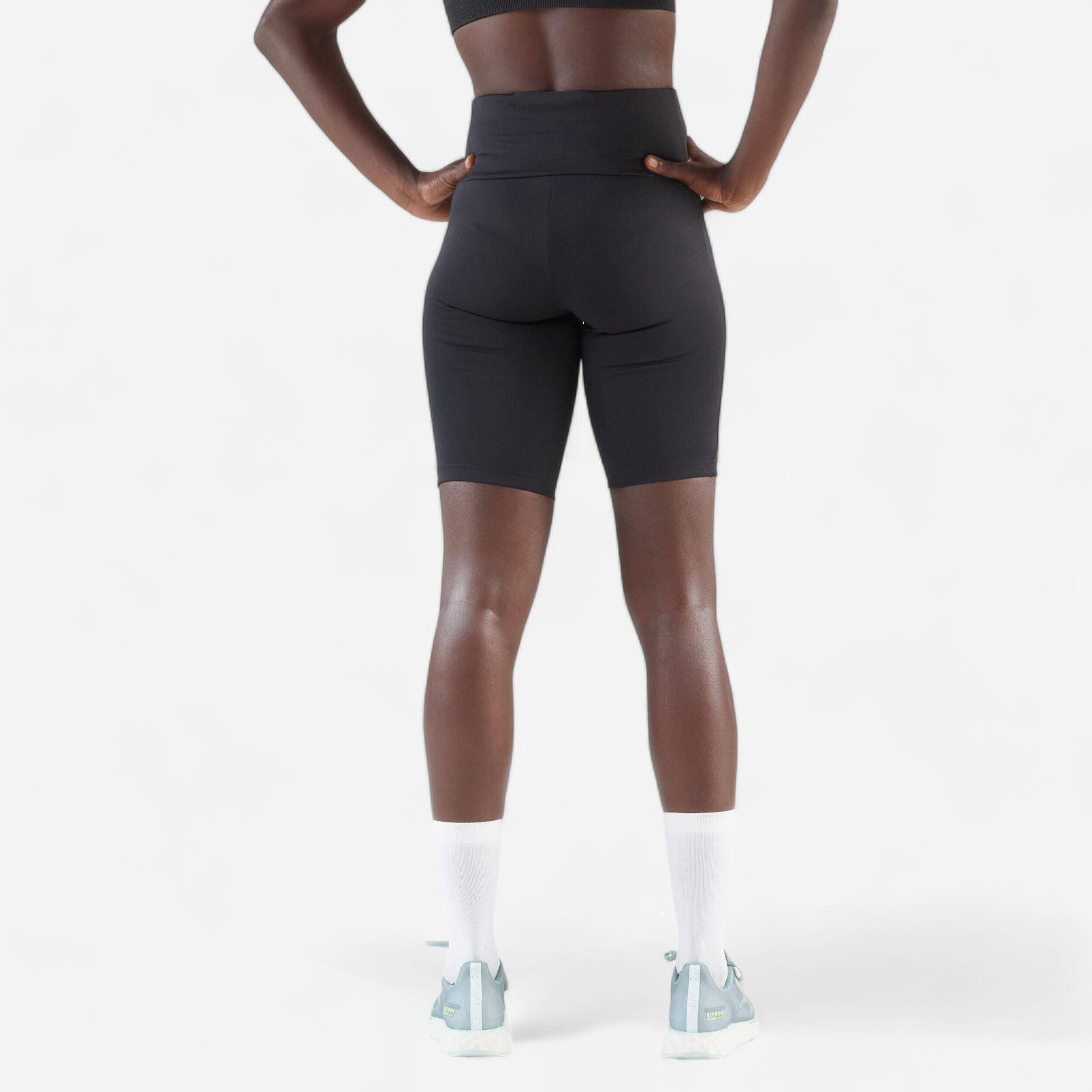 Women's Running Tight Shorts Run 500 -Smoked Black -  2