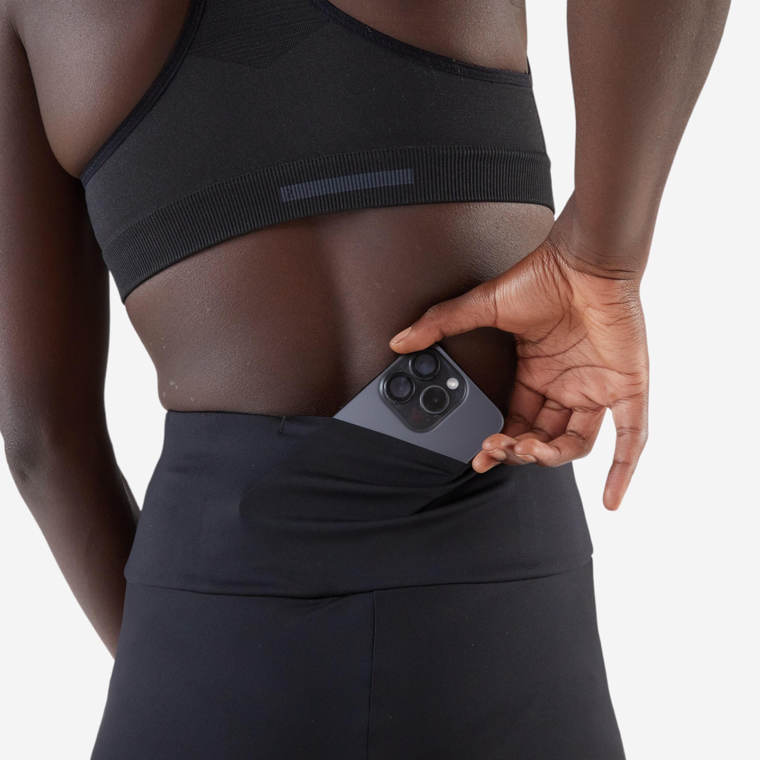 Women's High Waist Running Shorts - Run 500 Comfort Black - KIPRUN