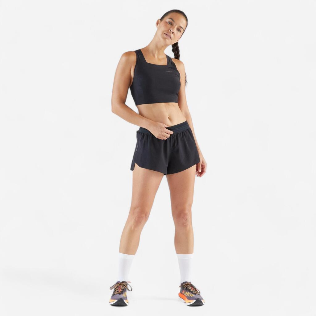Débardeur de Running Crop top léger Femme - KIPRUN 900 Light noir Méline ROLLIN