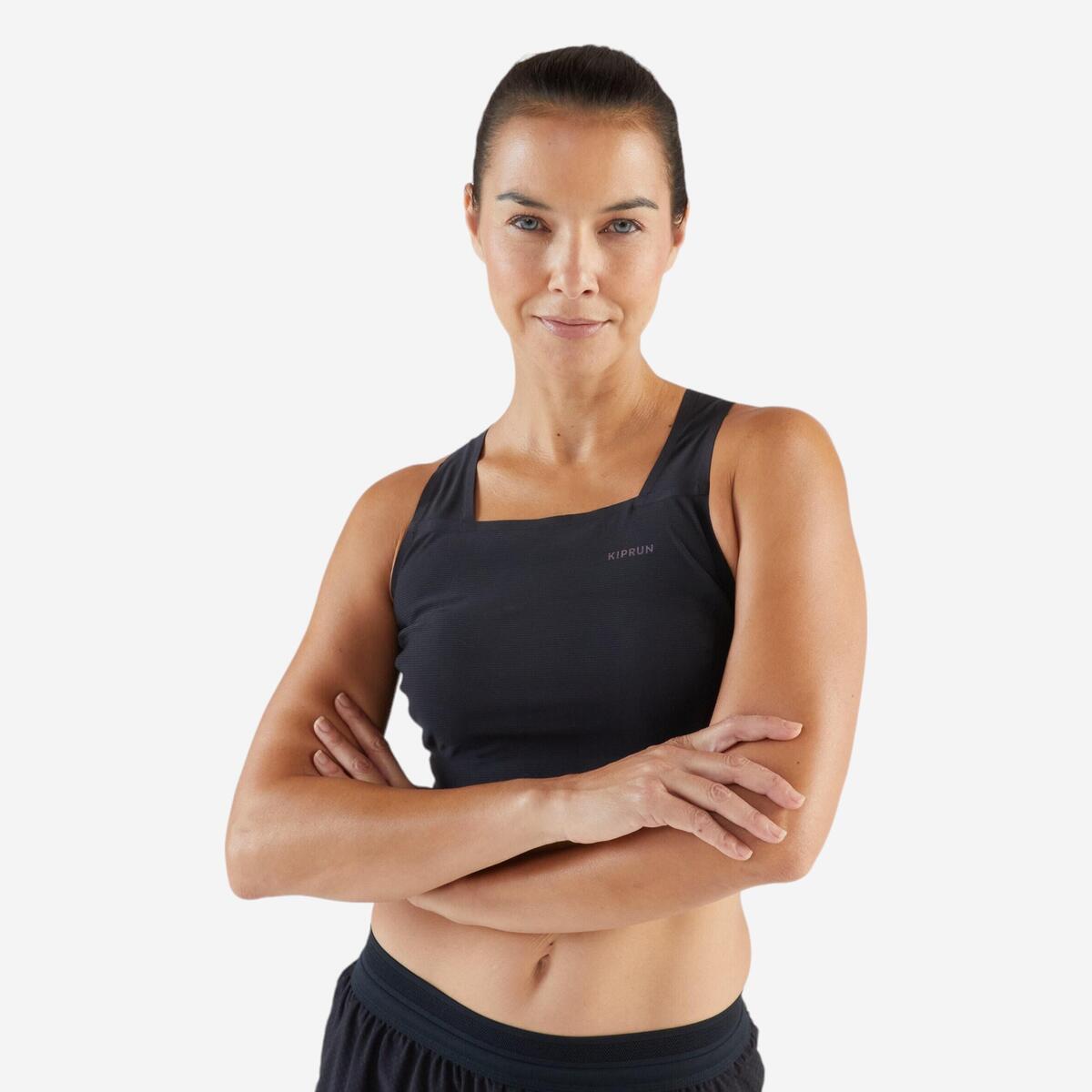 Débardeur de Running Crop top léger Femme - KIPRUN 900 Light noir Méline ROLLIN