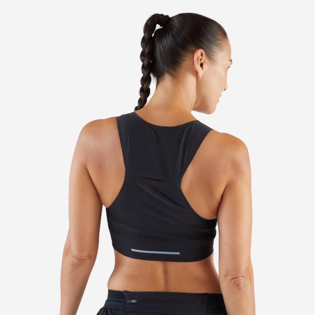 Débardeur de Running Crop top léger Femme - KIPRUN 900 Light noir Méline ROLLIN