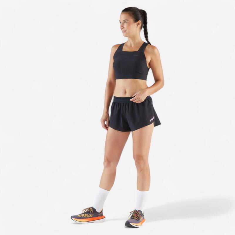 Maiou Crop top lejer alergare KIPRUN Race 900 Light Negru Méline ROLLIN Damă