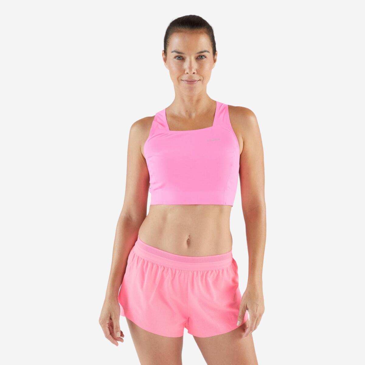 Débardeur de Running Crop top léger Femme - KIPRUN 900 Light rose Méline ROLLIN