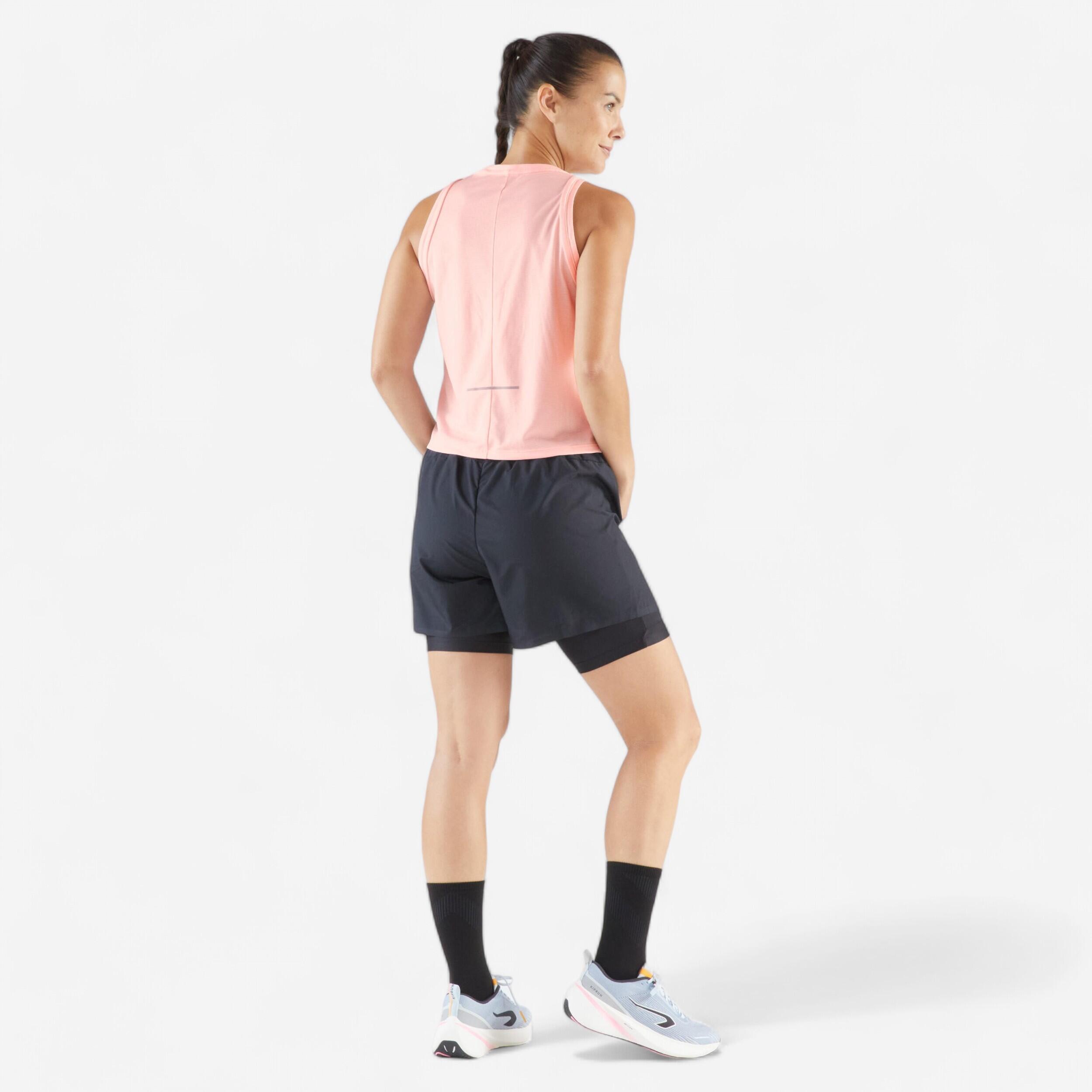 Women's Running Breathable Tank Top Run 500 - Fluo Pale Pink