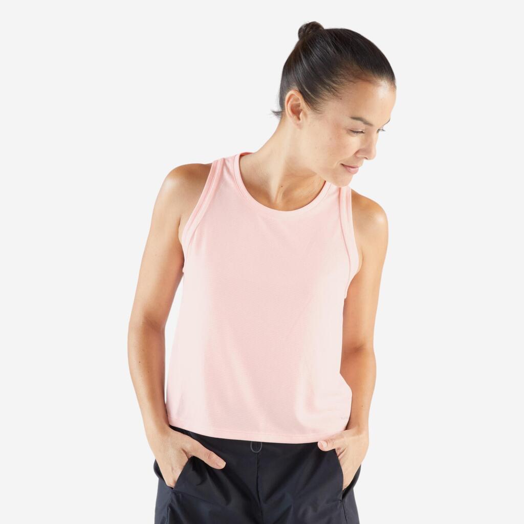 Women's Running Breathable Cropped Tank Top KIPRUN Run 500 - Pink