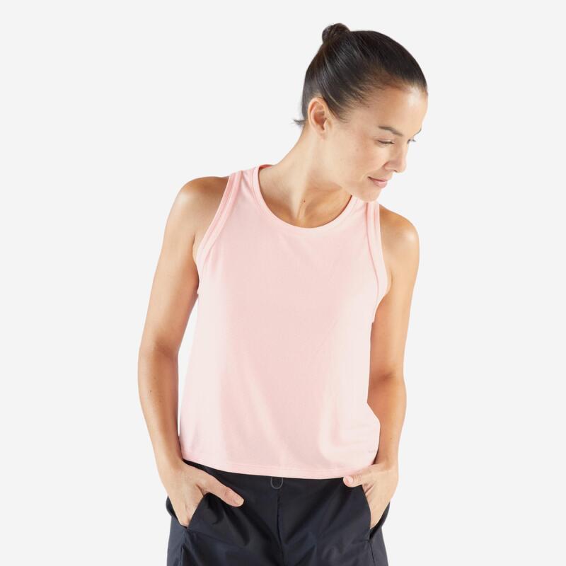 Top de Alças Curto e Respirável de Corrida Mulher KIPRUN Run 500 Rosa