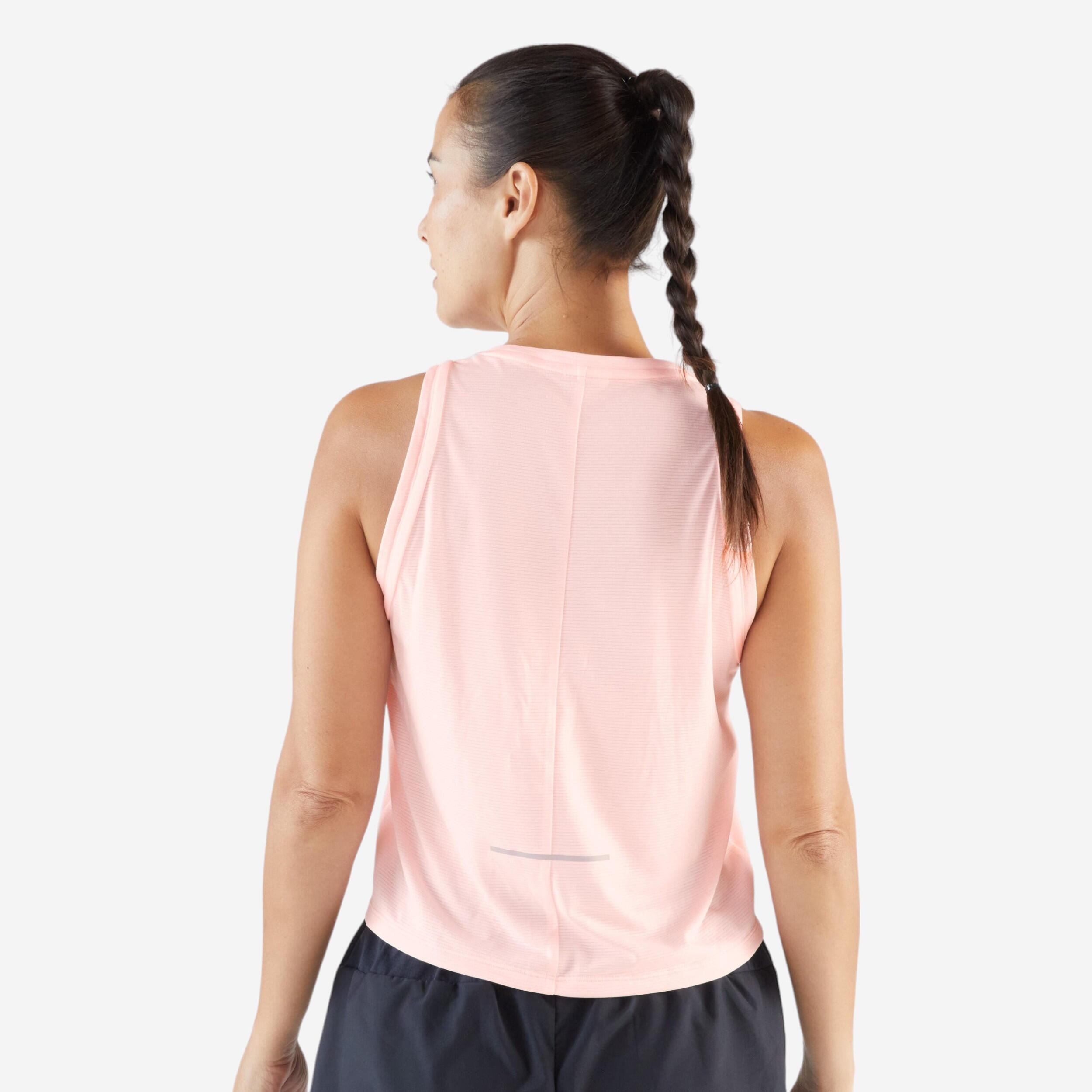 Women's Running Breathable Tank Top Run 500 - Fluo Pale Pink