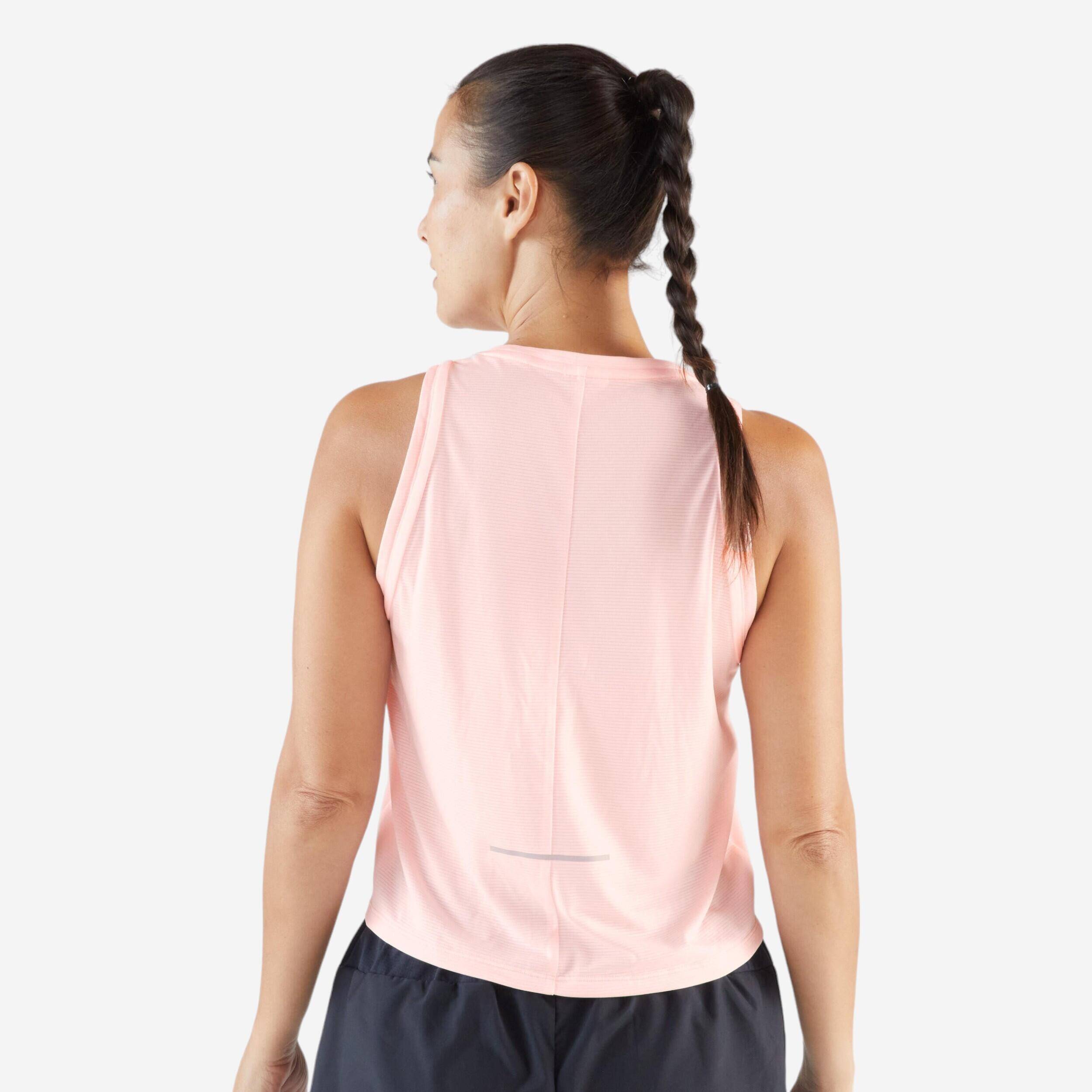 Women's Running Breathable Tank Top Run 500 - Fluo Pale Pink -  3