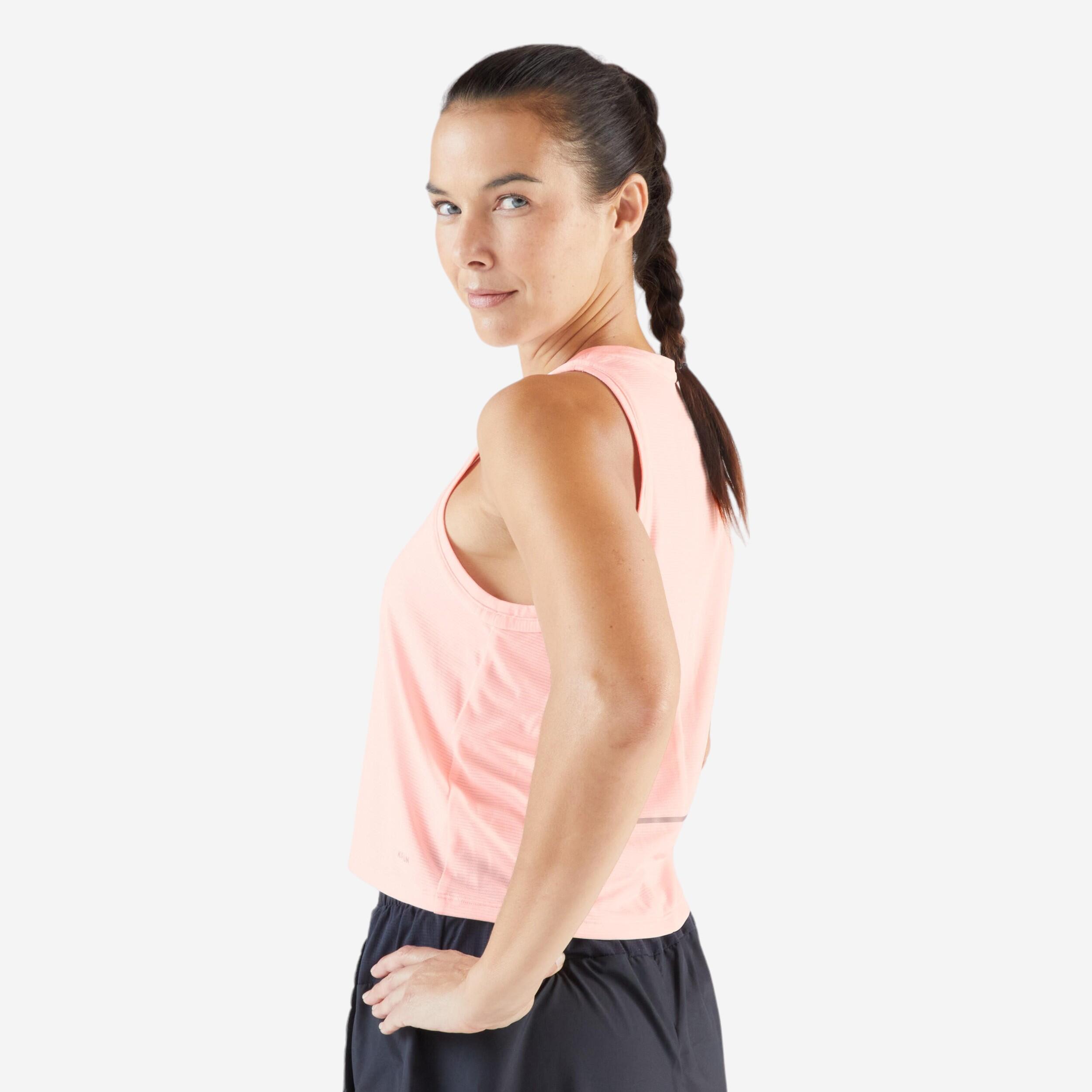 Women's Running Breathable Tank Top Run 500 - Fluo Pale Pink