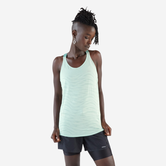 Débardeur running avec brassière intégrée femme - kiprun run 500 confort vert