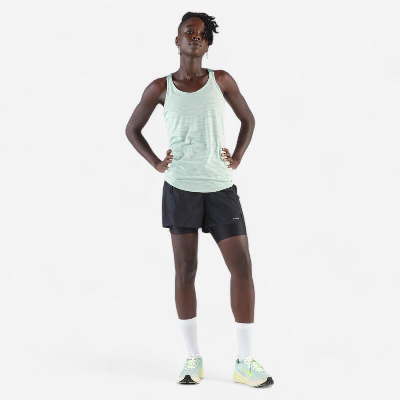 Débardeur running avec brassière intégrée femme - kiprun run 500 confort vert