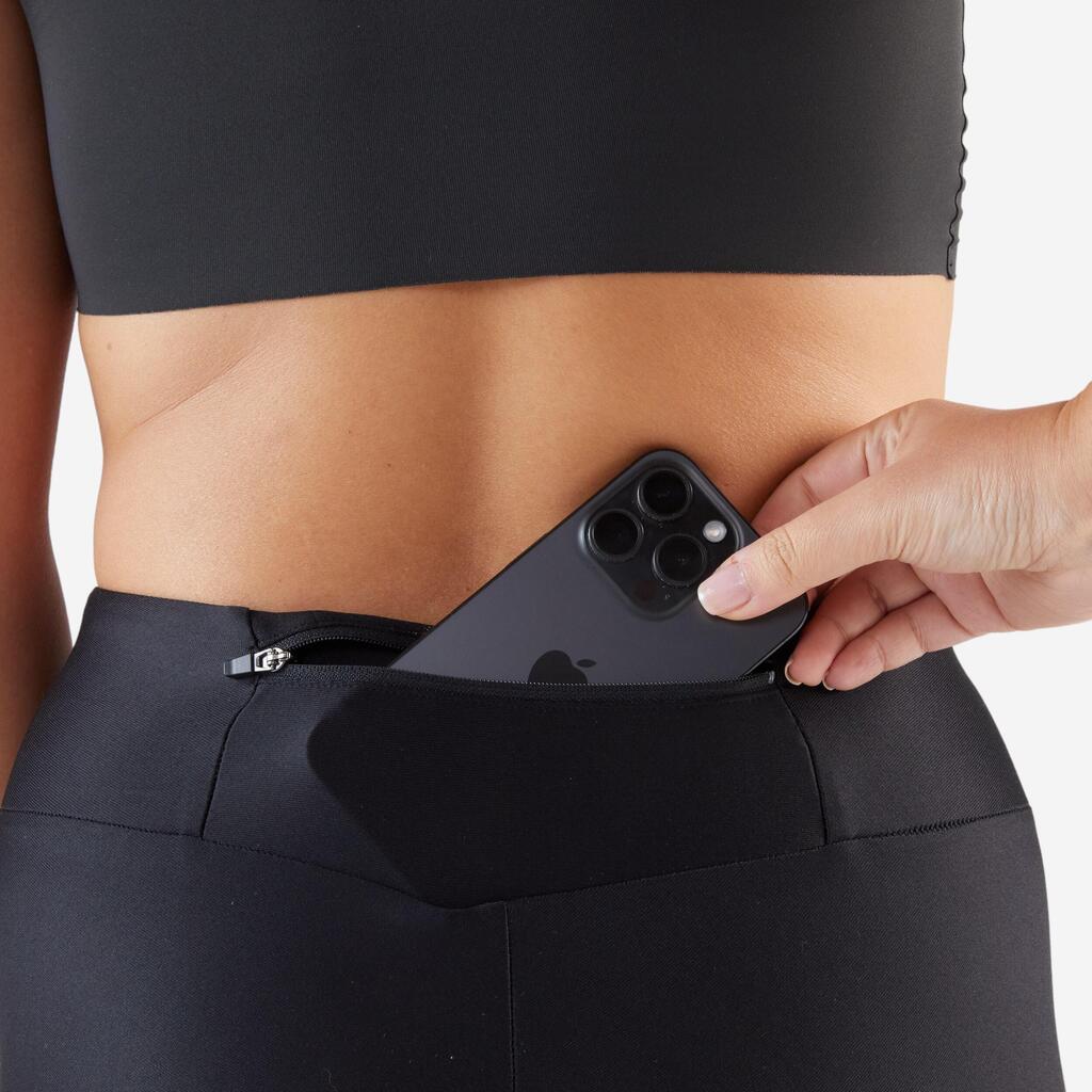 Short cycliste running femme - kiprun run 100 noir