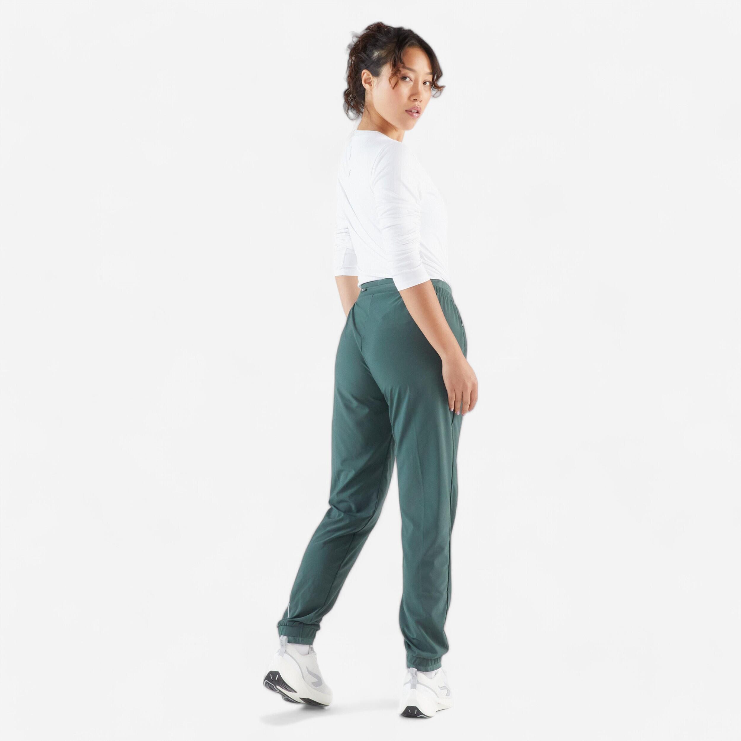Pantaloni running donna RUN 500 DRY verde scuro 16/22
