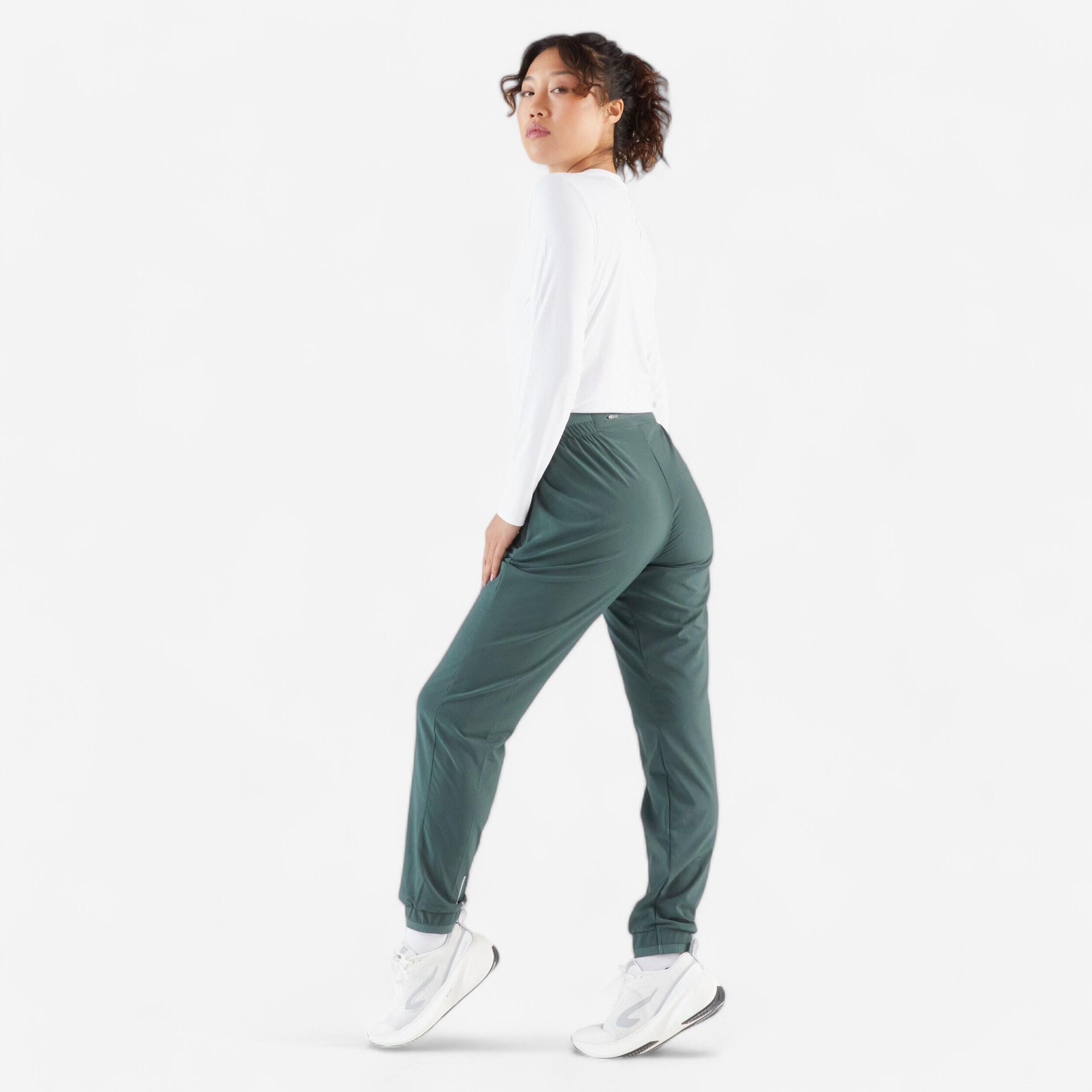 Pantaloni running donna RUN 500 DRY verde scuro 14/22