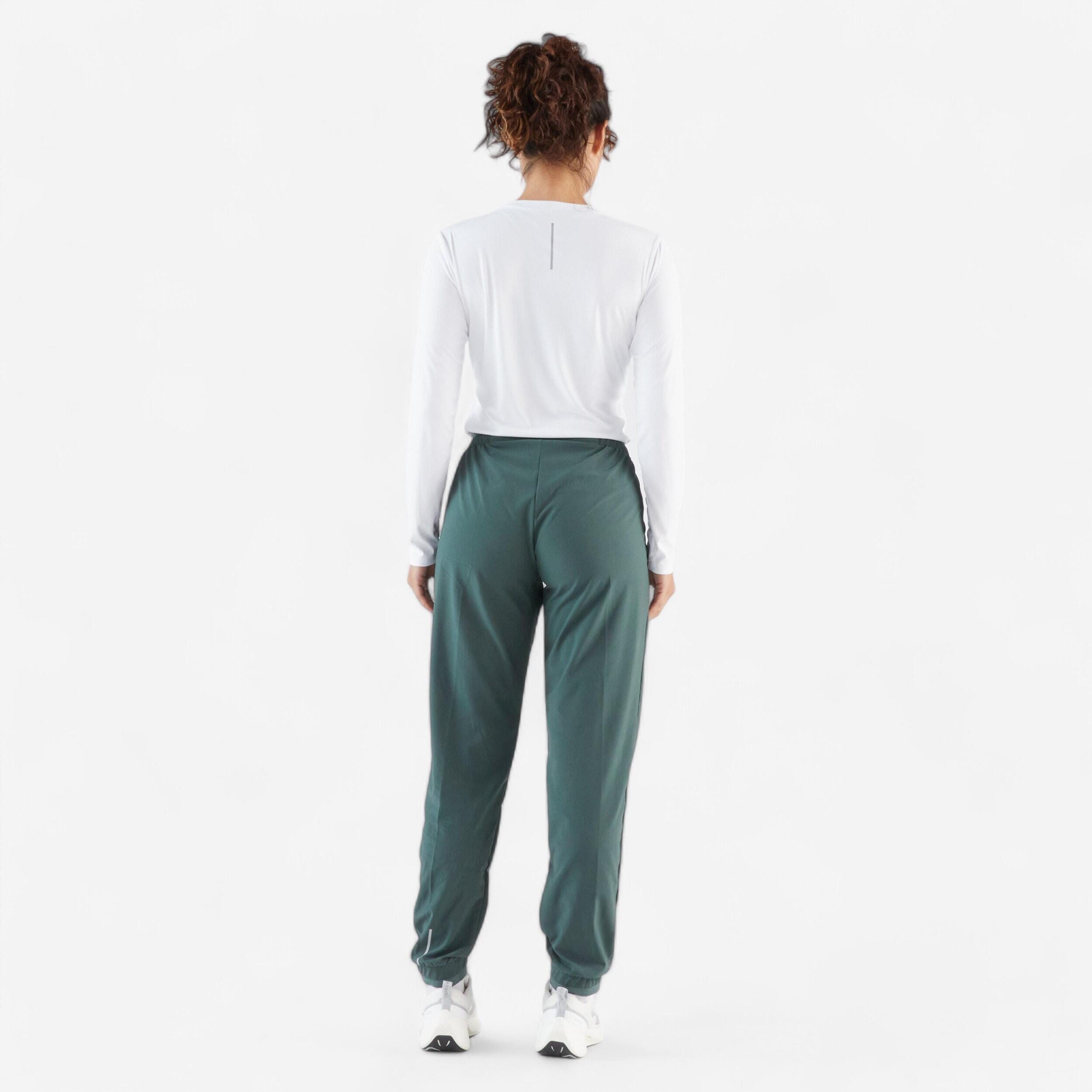 Pantaloni running donna RUN 500 DRY verde scuro 15/22