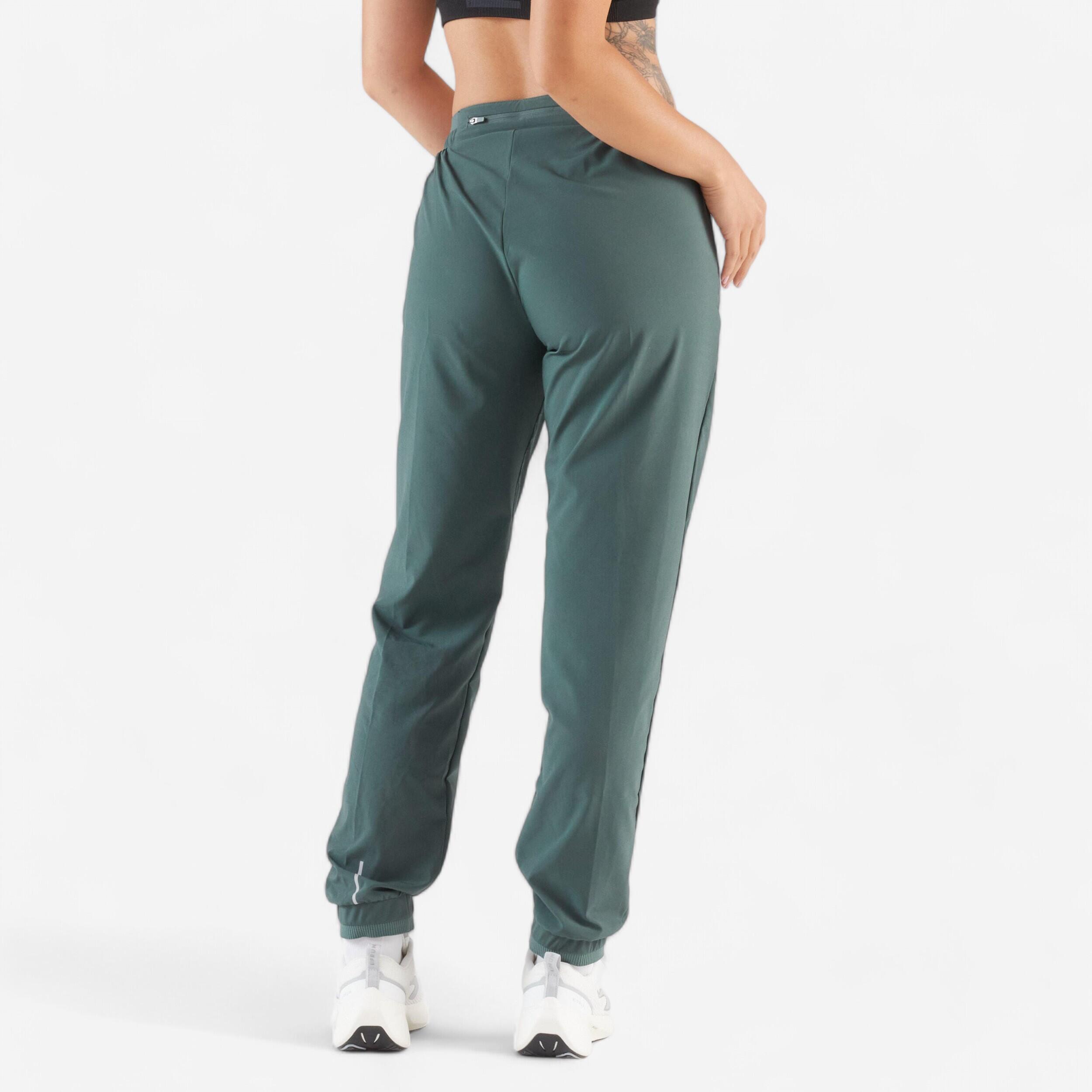 Pantaloni running donna RUN 500 DRY verde scuro 20/22