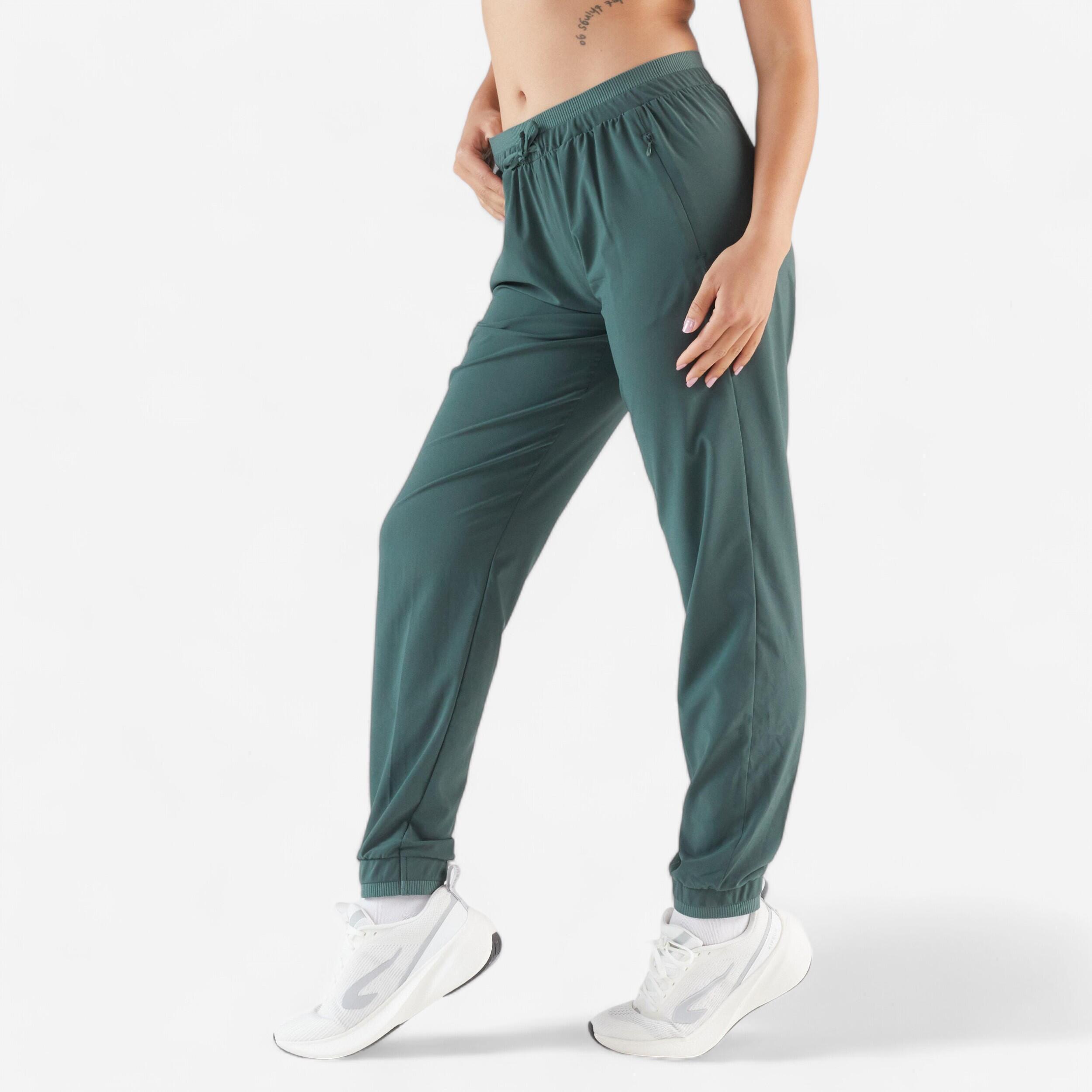 Pantaloni running donna RUN 500 DRY verde scuro 18/22