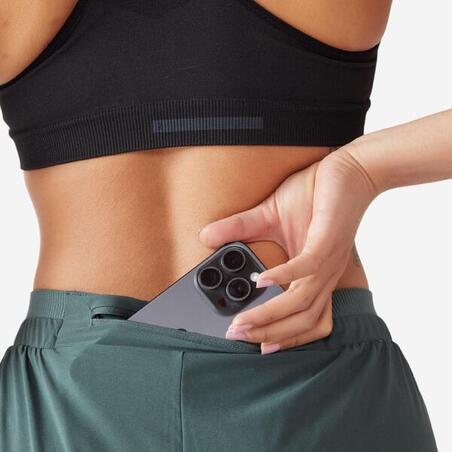 Штани жіночі Run 500 Dry для бігу темно-зелені