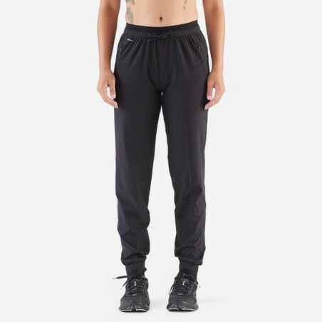 Women's Running Breathable Trousers-Kiprun Run 500 Dry-black