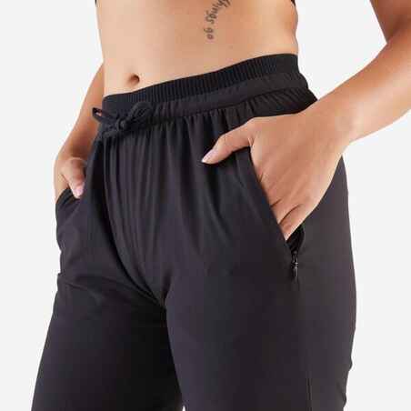Women's Running Breathable Trousers-Kiprun Run 500 Dry-black