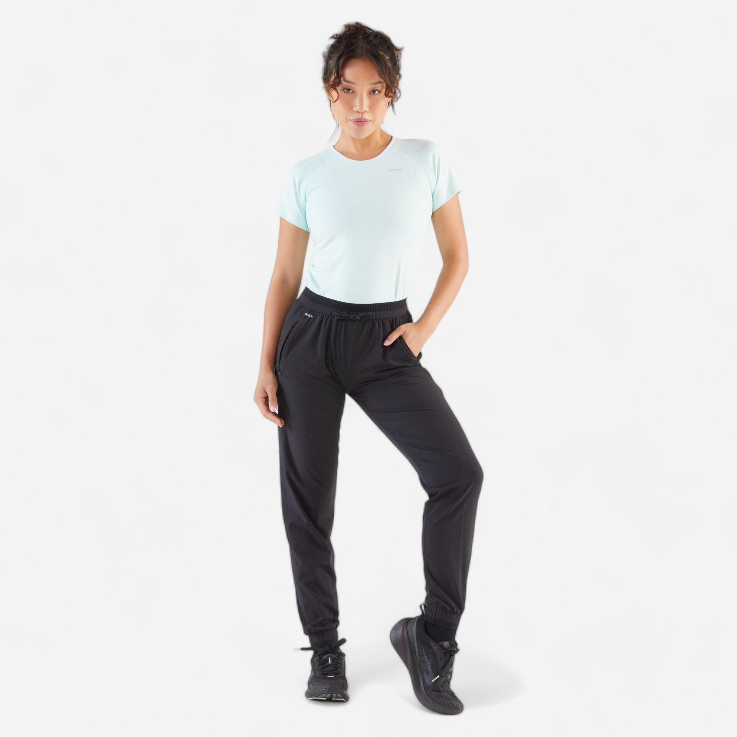 Pantaloni running donna RUN 500 DRY neri 14/34