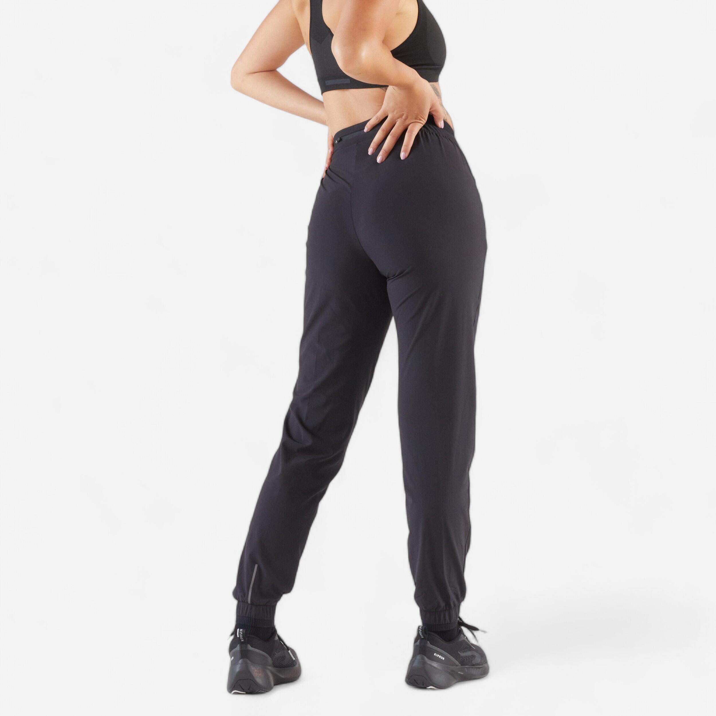 Pantaloni running donna RUN 500 DRY neri 29/34